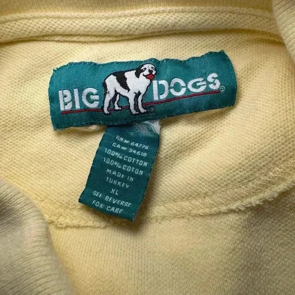 Big Dogs Polo 3/4 button Pullover Collared Vintage Shirt Yellow Men Size XL - Picture 4 of 5